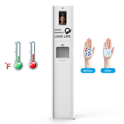 8" Full View LCD 10L Auto Dispenser Thermal Access Control Tempertuare Measurement Face Recognition Verification Kiosk