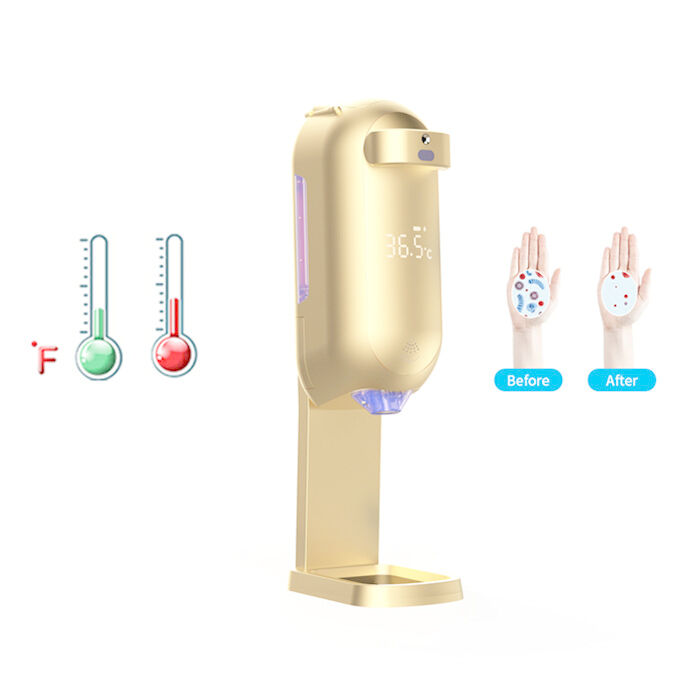 Wall Mounted 2 In 1 Soap Dispenser Infrared Thermometer With Voice Function