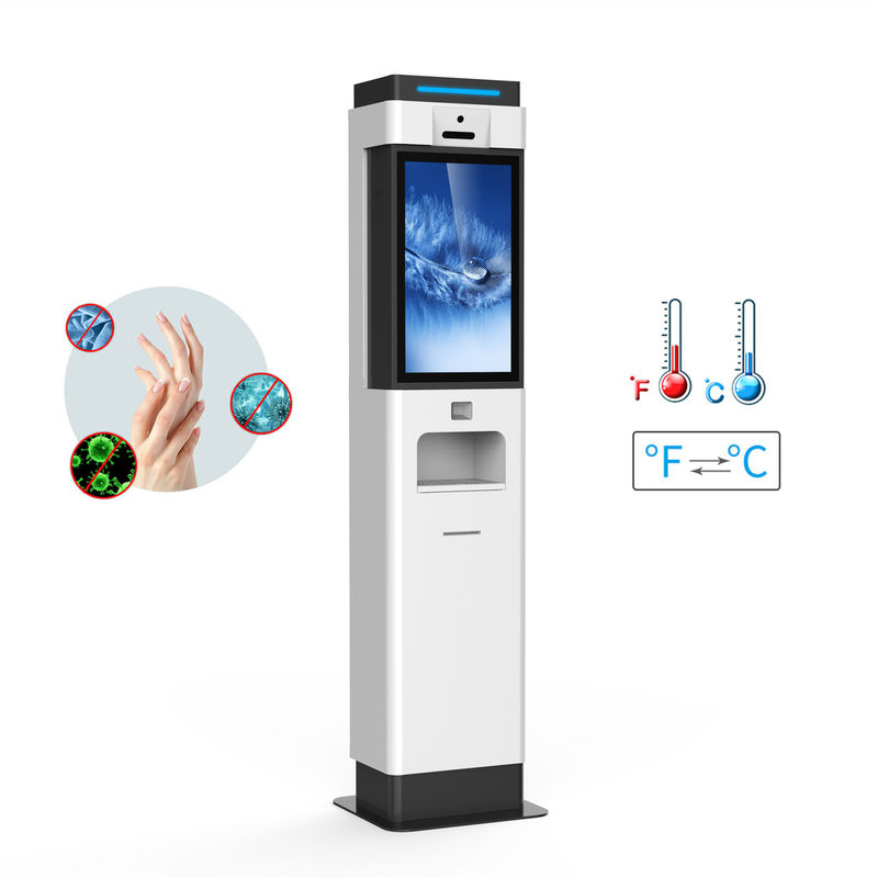 21.5" Lcd Ai Face Recognition Human Body Measurement Auto Hand Wash Liquid Dispenser Advertising Kiosk