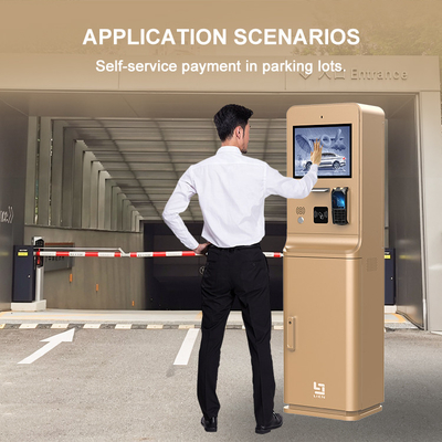 21.5 Inç HD Dokunmatik Ekranlı Dış Park Alanı Ödeme Kiosku Banka Kart Okuyucu Intercom QR Kod Tarayıcısı Yazıcı