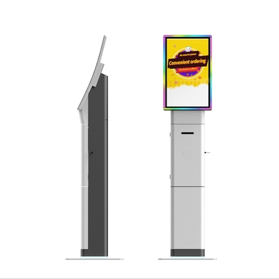 23.8 inç Fast Food Self Service Ödeme Kiosku Zemin Stand Dokunmatik Ekran Kiosku POS Yazılımı ile