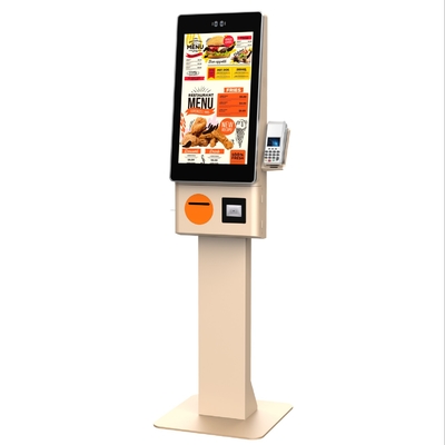 Fast Food & Restaurant Kendinden sipariş Kiosk 23.8 Inç Dokunmatik Ekran 80mm Termal Yazıcı QR Tarayıcı