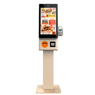 23.8 inç Free Standing Touch Self-Service Gıda Sipariş Kiosku Kapalı Restoran Ödeme Terminalı